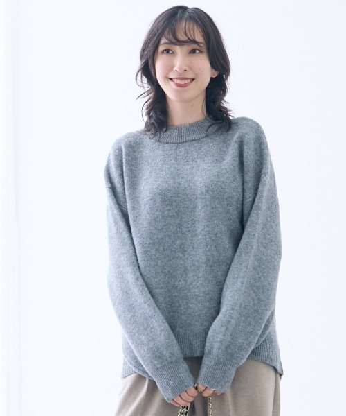 高身長 MOKUMOKOクルーネックニットトップス（トールサイズ）（ニット