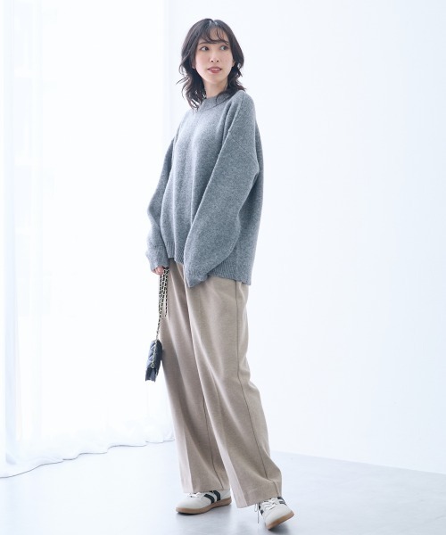 セール】高身長 MOKUMOKOクルーネックニットトップス（トールサイズ