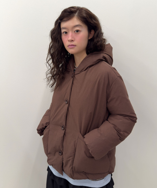 Cotton Hooded Puffer Jacket [Brown]