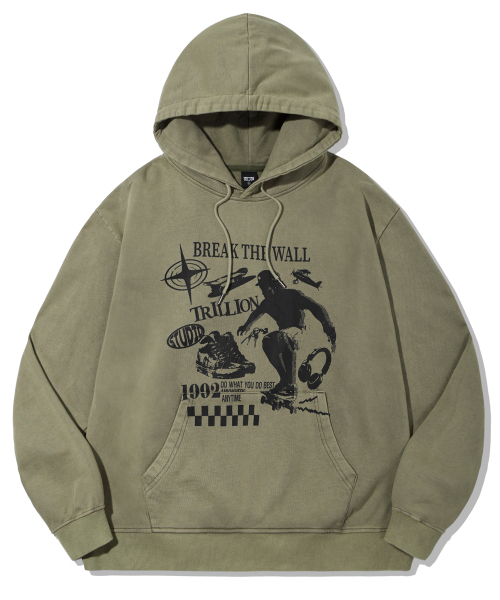 TRILLION（トリリオン）の「スケートボードピグメントグラフィックオーバーフィットフード（KHAKI）（パーカー・レディース・その他・X-LARGE/SMALL/MEDIUM/LARGE）」の4枚目の写真