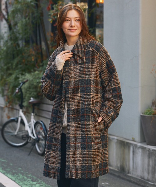 THE CRAFT CREW PRODUCTS(ザクラフトクループロダクツ)の「テックツイード ラグランオーバーサイズステンカラーコート / UVカット・イージーケア【THE CRAFT CREW PRODUCTS】(ステンカラーコート・メンズ・グレー系/ネイビー系/ダークグレー・S/M/L)」の4枚目の写真