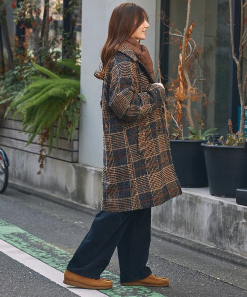 THE CRAFT CREW PRODUCTS(ザクラフトクループロダクツ)の「テックツイード ラグランオーバーサイズステンカラーコート / UVカット・イージーケア【THE CRAFT CREW PRODUCTS】(ステンカラーコート・メンズ・グレー系/ネイビー系/ダークグレー・S/M/L)」の8枚目の写真