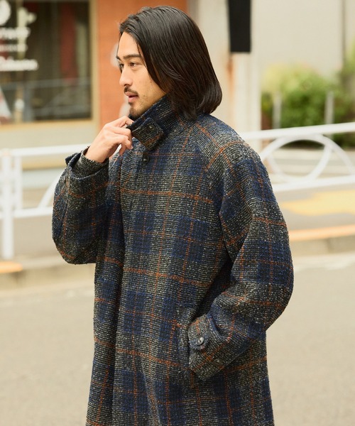 CARVEN ツイードコート テックツイード ラグランオーバーサイズステンカラーコート / UVカット