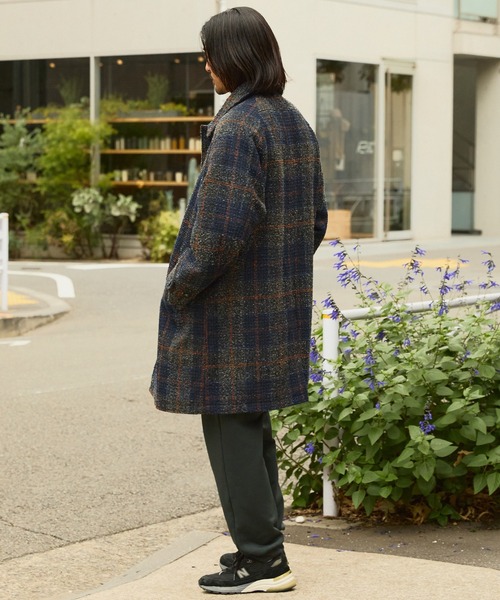 テックツイード ラグランオーバーサイズステンカラーコート / UVカット