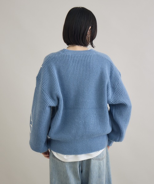 Paradise Picnic（パラダイスピクニック）の「フラワーコード刺繍ニットプルオーバー（ニット/セーター・レディース・ブラック/ホワイト/ブルー・FREE）」の19枚目の写真