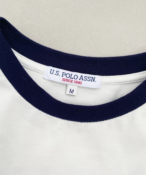 U.S. POLO ASSN.(ユーエスポロアッスン)の「moment+別注【U.S.POLO ASSN.】ワンポイント刺繍リンガー半袖Tシャツ(Tシャツ/カットソー・レディース・オフホワイト/オートミール/ネイビー・M/L)」の18枚目の写真