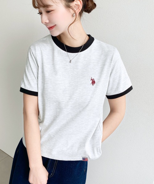 U.S. POLO ASSN.(ユーエスポロアッスン)の「moment+別注【U.S.POLO ASSN.】ワンポイント刺繍リンガー半袖Tシャツ(Tシャツ/カットソー・レディース・オフホワイト/オートミール/ネイビー・M/L)」の20枚目の写真