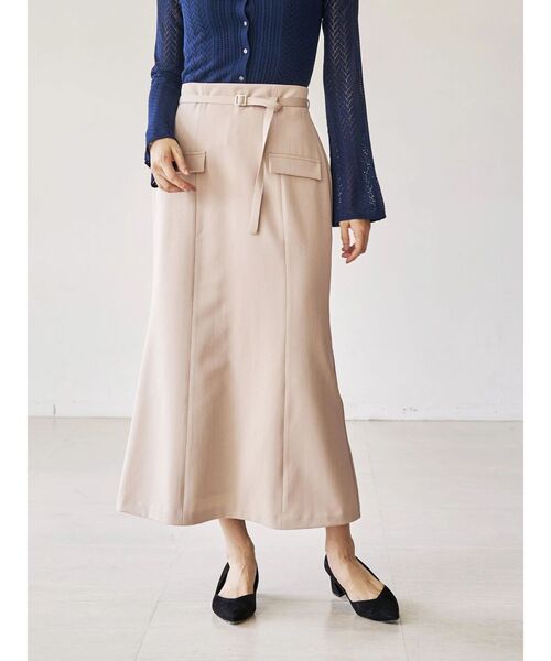 TONAL(トーナル)の「ベルト付フラップマーメイドスカート(スカート・レディース・ベビーピンク/グレー/オフホワイト・SMALL/MEDIUM)」の1枚目の写真