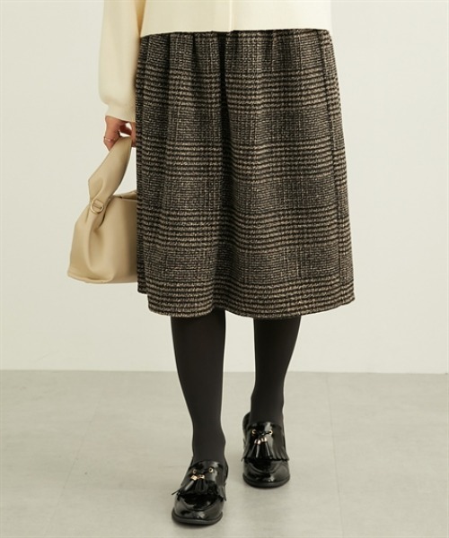 nissen（ニッセン）の「【新色追加】お腹すっぽりウエストリブチェックスカート（丈調整可能）（スカート・レディース・ブラウン系その他3/ブラウン系その他2/ブラック系その他・S/M/L/LL）」の3枚目の写真