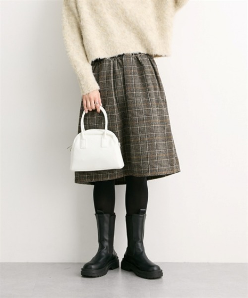 nissen（ニッセン）の「【新色追加】お腹すっぽりウエストリブチェックスカート（丈調整可能）（スカート・レディース・ブラウン系その他3/ブラウン系その他2/ブラック系その他・S/M/L/LL）」の4枚目の写真