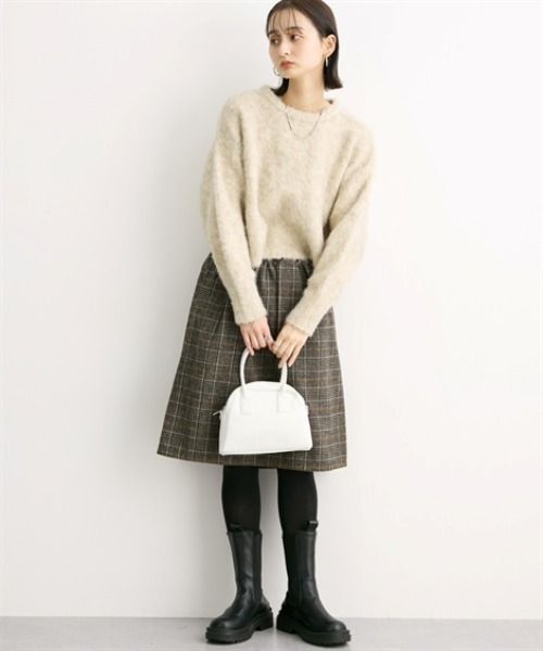 nissen（ニッセン）の「【新色追加】お腹すっぽりウエストリブチェックスカート（丈調整可能）（スカート・レディース・ブラウン系その他3/ブラウン系その他2/ブラック系その他・S/M/L/LL）」の5枚目の写真