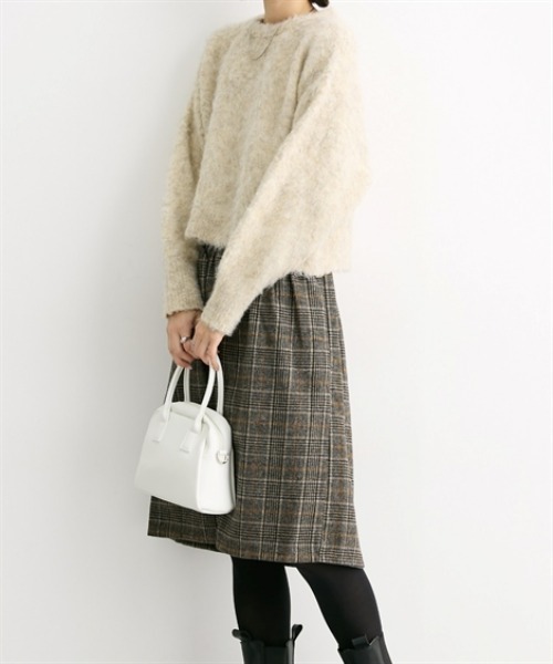 nissen（ニッセン）の「【新色追加】お腹すっぽりウエストリブチェックスカート（丈調整可能）（スカート・レディース・ブラウン系その他3/ブラウン系その他2/ブラック系その他・S/M/L/LL）」の6枚目の写真