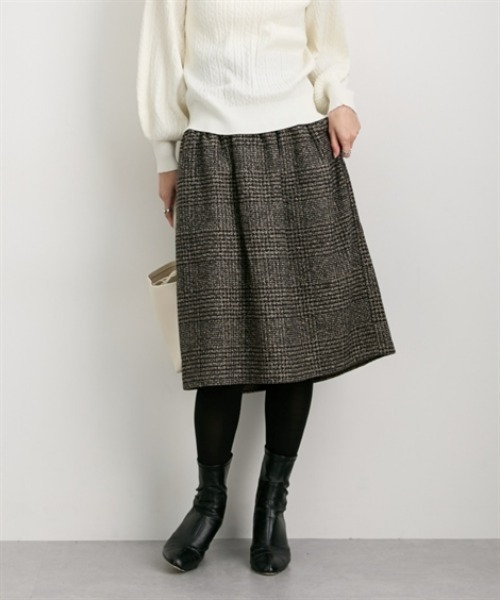 nissen（ニッセン）の「【新色追加】お腹すっぽりウエストリブチェックスカート（丈調整可能）（スカート・レディース・ブラウン系その他3/ブラウン系その他2/ブラック系その他・S/M/L/LL）」の7枚目の写真