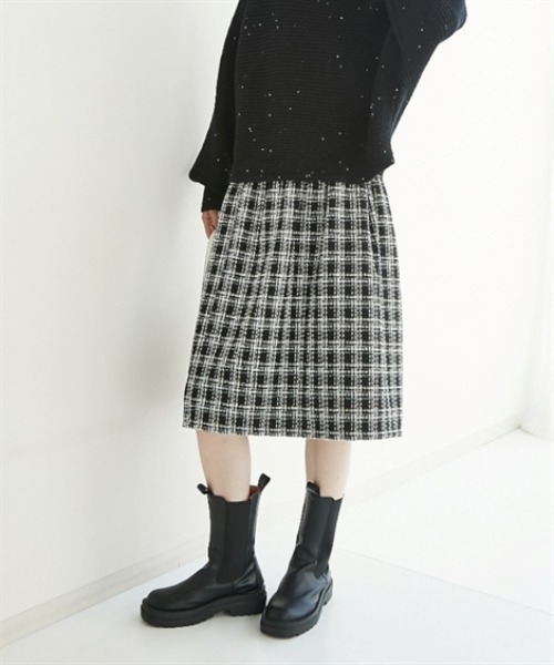 nissen（ニッセン）の「【新色追加】お腹すっぽりウエストリブチェックスカート（丈調整可能）（スカート・レディース・ブラウン系その他3/ブラウン系その他2/ブラック系その他・S/M/L/LL）」の10枚目の写真