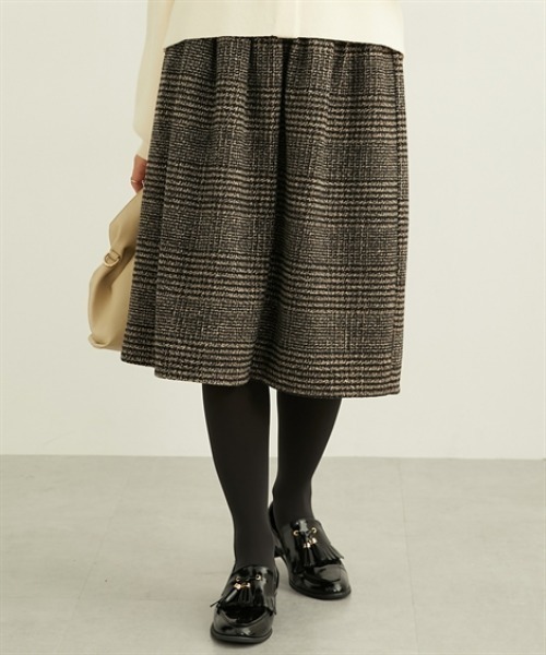 nissen（ニッセン）の「【新色追加】お腹すっぽりウエストリブチェックスカート（丈調整可能）（スカート・レディース・ブラウン系その他3/ブラウン系その他2/ブラック系その他・S/M/L/LL）」の13枚目の写真