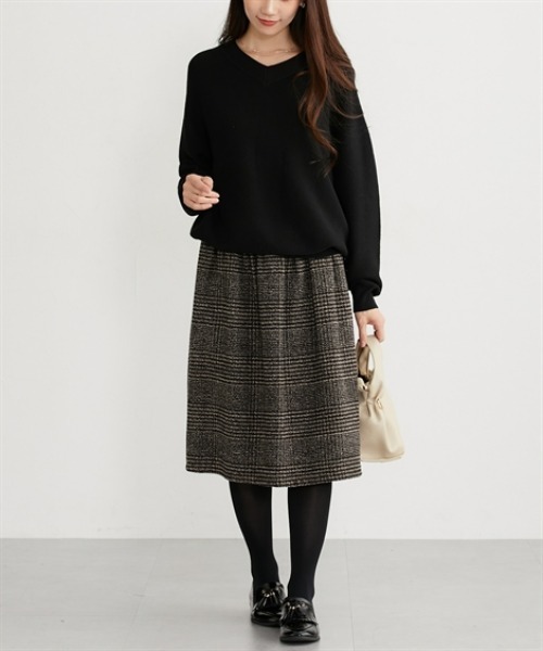nissen（ニッセン）の「【新色追加】お腹すっぽりウエストリブチェックスカート（丈調整可能）（スカート・レディース・ブラウン系その他3/ブラウン系その他2/ブラック系その他・S/M/L/LL）」の17枚目の写真