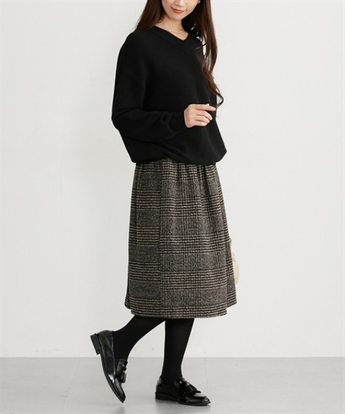 nissen（ニッセン）の「【新色追加】お腹すっぽりウエストリブチェックスカート（丈調整可能）（スカート・レディース・ブラウン系その他3/ブラウン系その他2/ブラック系その他・S/M/L/LL）」の18枚目の写真