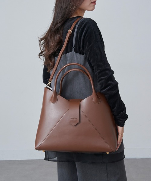 HASHIBAMI（ハシバミ）の「【HASHIBAMI】フェズ ヨコナガA4バッグ（トートバッグ・レディース・ブラック/ブラウン・FREE）」の3枚目の写真