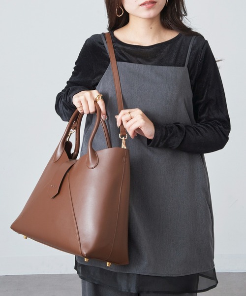 HASHIBAMI（ハシバミ）の「【HASHIBAMI】フェズ ヨコナガA4バッグ（トートバッグ・レディース・ブラック/ブラウン・FREE）」の4枚目の写真