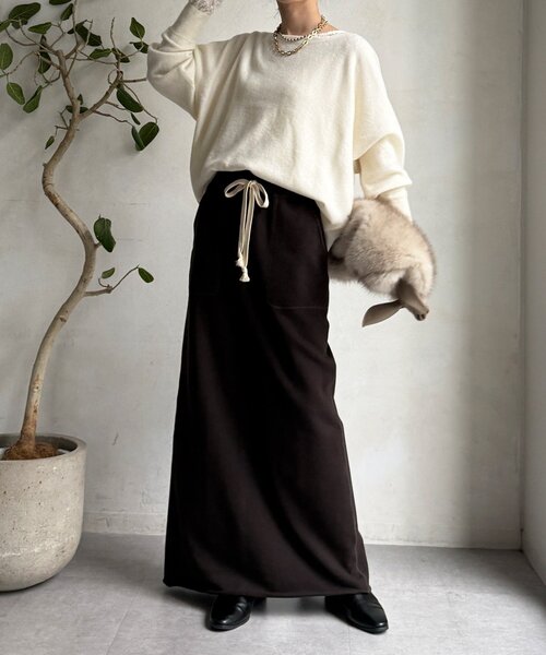 DouDou(ドゥドゥ)の「メリノウール100%ボートネック(ニット/セーター・レディース・ベージュ/オフホワイト/グレー/ブルー・FREE)」の7枚目の写真