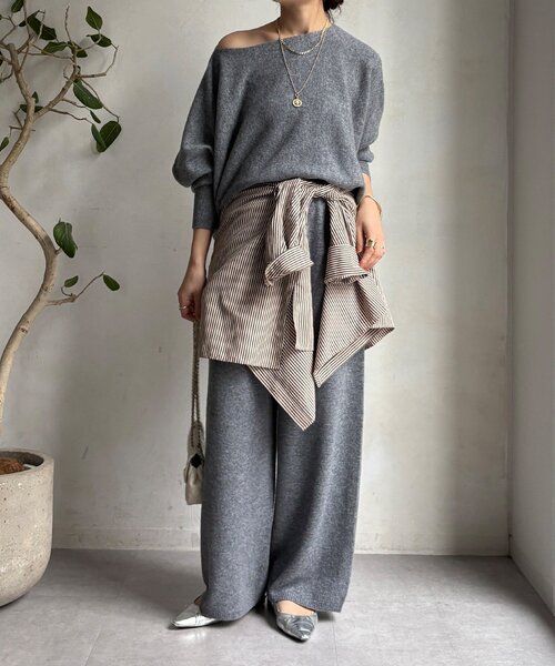 DouDou(ドゥドゥ)の「メリノウール100%ボートネック(ニット/セーター・レディース・ベージュ/オフホワイト/グレー/ブルー・FREE)」の22枚目の写真