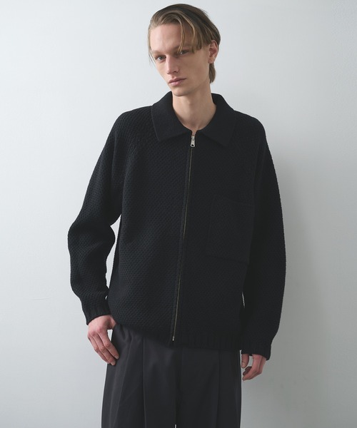 STILL BY HAND（スティルバイハンド）の「【STILL BY HAND】5G knitted blouson（ブルゾン・メンズ・ブラック/ブラウン/カーキ・46/48）」の2枚目の写真