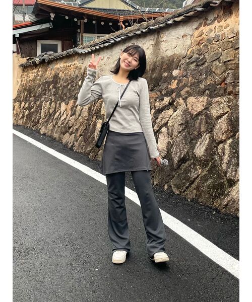 5OML(オーオーエムエル)の「レースパンチングリボンロングスリーブ(メランジェグレー)(Tシャツ/カットソー・レディース・グレー・LARGE/MEDIUM)」の10枚目の写真