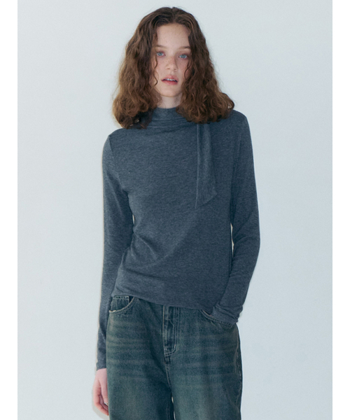 ETMON（エトモン）の「2-Way Tie T-Shirt, Charcoal（Tシャツ/カットソー・レディース・その他・F）」の2枚目の写真