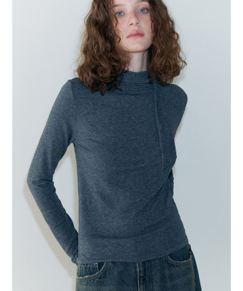 ETMON（エトモン）の「2-Way Tie T-Shirt, Charcoal（Tシャツ/カットソー・レディース・その他・F）」の3枚目の写真