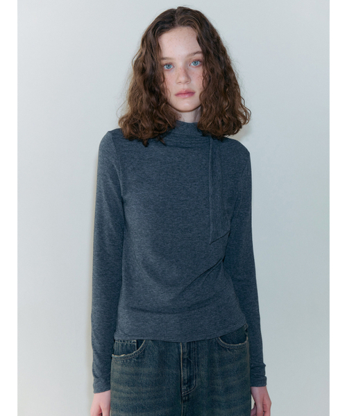 ETMON（エトモン）の「2-Way Tie T-Shirt, Charcoal（Tシャツ/カットソー・レディース・その他・F）」の4枚目の写真