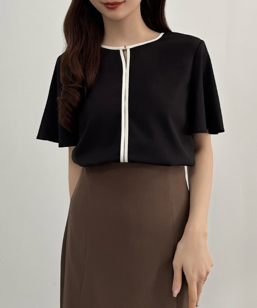 CENEA（セネア）の「バイカラーブラウス（シャツ/ブラウス・レディース・アイボリー/ブラック/ネイビー・SMALL/LARGE/MEDIUM）」の10枚目の写真