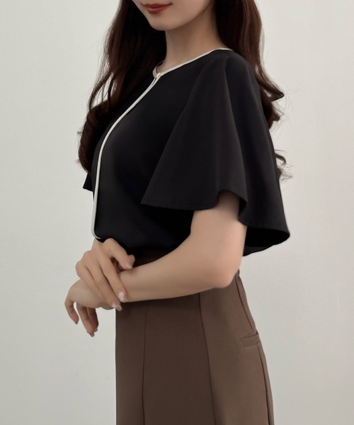 CENEA（セネア）の「バイカラーブラウス（シャツ/ブラウス・レディース・アイボリー/ブラック/ネイビー・SMALL/LARGE/MEDIUM）」の11枚目の写真
