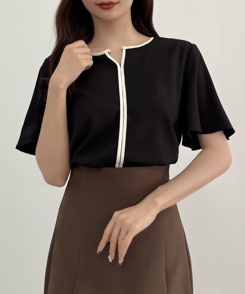 CENEA（セネア）の「バイカラーブラウス（シャツ/ブラウス・レディース・アイボリー/ブラック/ネイビー・SMALL/LARGE/MEDIUM）」の12枚目の写真