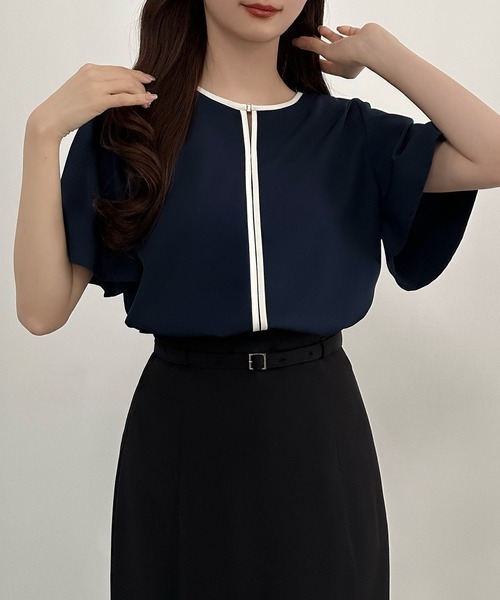 CENEA（セネア）の「バイカラーブラウス（シャツ/ブラウス・レディース・アイボリー/ブラック/ネイビー・SMALL/LARGE/MEDIUM）」の15枚目の写真