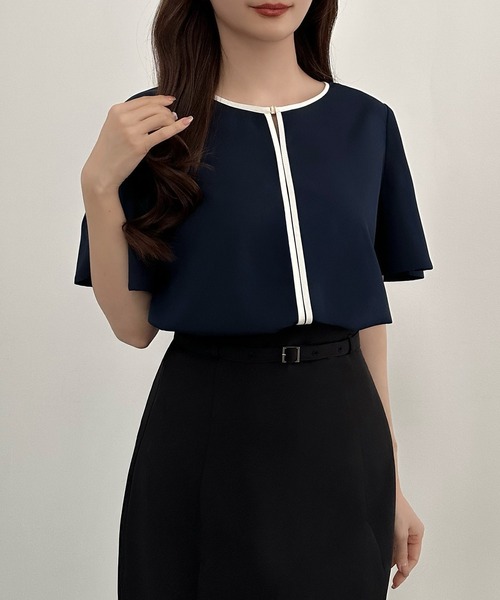 CENEA（セネア）の「バイカラーブラウス（シャツ/ブラウス・レディース・アイボリー/ブラック/ネイビー・SMALL/LARGE/MEDIUM）」の16枚目の写真
