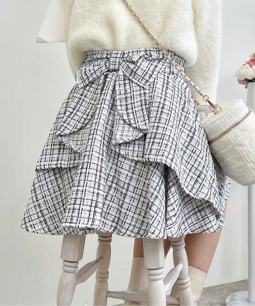 INGNI（イング）の「バックリボンツイードフレアスカパン（スカート・レディース・ブラック系その他2/ホワイト系その他5・FREE）」の3枚目の写真