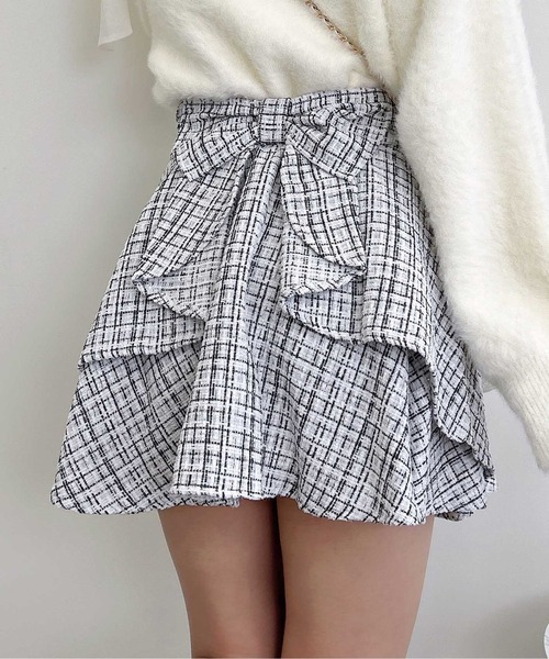 INGNI（イング）の「バックリボンツイードフレアスカパン（スカート・レディース・ブラック系その他2/ホワイト系その他5・FREE）」の5枚目の写真