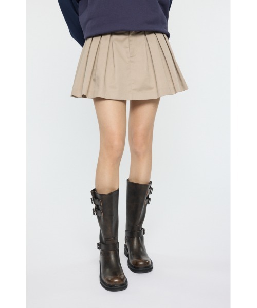 MOUSSY(マウジー)の「BOX TUCK ミニスカート(スカート・レディース・ベージュ/ブラック・2/1)」の2枚目の写真