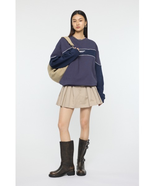 MOUSSY(マウジー)の「BOX TUCK ミニスカート(スカート・レディース・ベージュ/ブラック・2/1)」の4枚目の写真