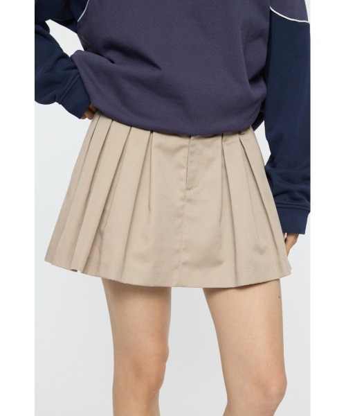 MOUSSY(マウジー)の「BOX TUCK ミニスカート(スカート・レディース・ベージュ/ブラック・2/1)」の6枚目の写真