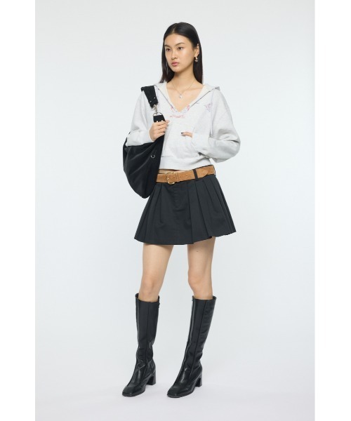 MOUSSY(マウジー)の「BOX TUCK ミニスカート(スカート・レディース・ベージュ/ブラック・2/1)」の11枚目の写真