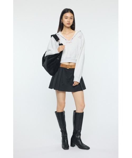 MOUSSY(マウジー)の「BOX TUCK ミニスカート(スカート・レディース・ベージュ/ブラック・2/1)」の12枚目の写真