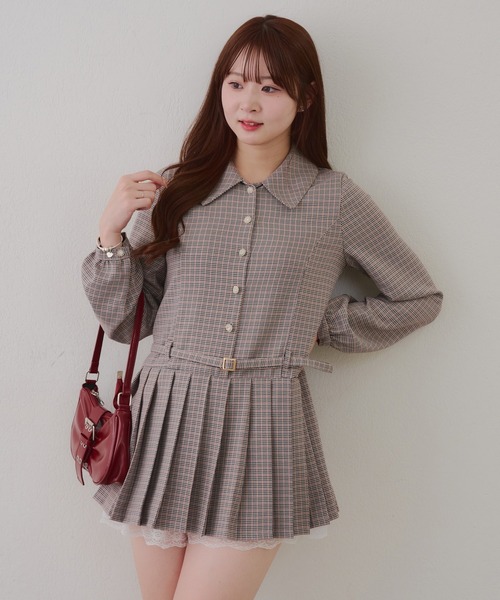 Another Branch olive des olive（アナザーブランチオリーブデオリーブ）の「【2026SS】ベルト付シャツミニワンピース（ワンピース・レディース・チェック/ストライプ/ブラック・FREE）」の3枚目の写真