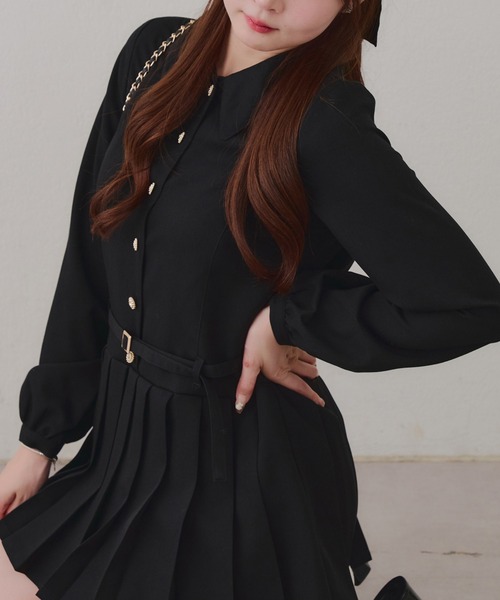 Another Branch olive des olive（アナザーブランチオリーブデオリーブ）の「【2026SS】ベルト付シャツミニワンピース（ワンピース・レディース・チェック/ストライプ/ブラック・FREE）」の4枚目の写真