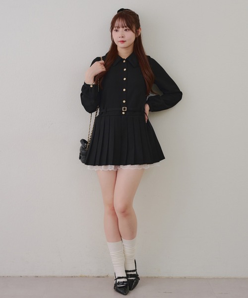 Another Branch olive des olive（アナザーブランチオリーブデオリーブ）の「【2026SS】ベルト付シャツミニワンピース（ワンピース・レディース・チェック/ストライプ/ブラック・FREE）」の5枚目の写真