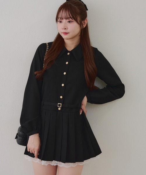 Another Branch olive des olive（アナザーブランチオリーブデオリーブ）の「【2026SS】ベルト付シャツミニワンピース（ワンピース・レディース・チェック/ストライプ/ブラック・FREE）」の8枚目の写真