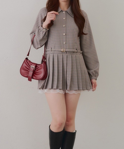 Another Branch olive des olive（アナザーブランチオリーブデオリーブ）の「【2026SS】ベルト付シャツミニワンピース（ワンピース・レディース・チェック/ストライプ/ブラック・FREE）」の14枚目の写真