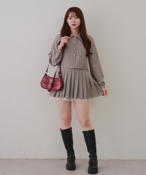 Another Branch olive des olive（アナザーブランチオリーブデオリーブ）の「【2026SS】ベルト付シャツミニワンピース（ワンピース・レディース・チェック/ストライプ/ブラック・FREE）」の15枚目の写真