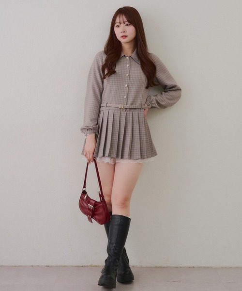 Another Branch olive des olive（アナザーブランチオリーブデオリーブ）の「【2026SS】ベルト付シャツミニワンピース（ワンピース・レディース・チェック/ストライプ/ブラック・FREE）」の18枚目の写真