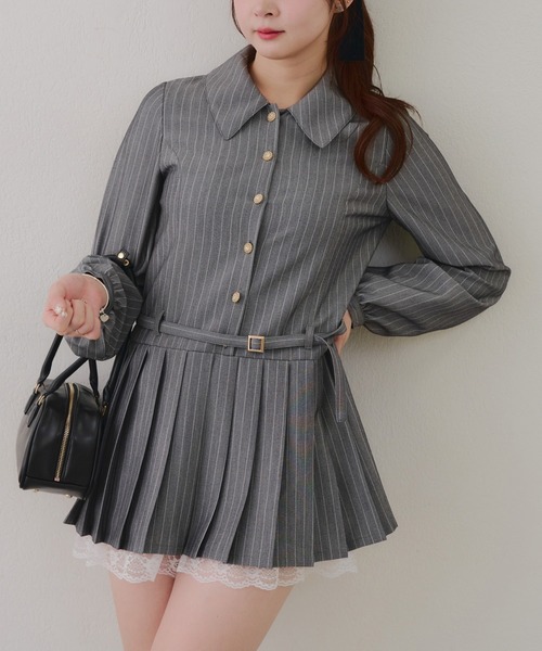 Another Branch olive des olive（アナザーブランチオリーブデオリーブ）の「【2026SS】ベルト付シャツミニワンピース（ワンピース・レディース・チェック/ストライプ/ブラック・FREE）」の20枚目の写真